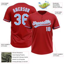 Charger l'image dans la galerie, Custom Red Light Blue-White Two-Button Unisex Softball Jersey
