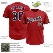 Load image into Gallery viewer, Custom Red Navy-Old Gold Two-Button Unisex Softball Jersey