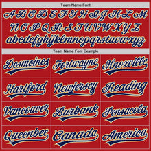 Load image into Gallery viewer, Custom Red Navy-Old Gold Two-Button Unisex Softball Jersey