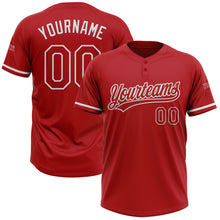 Charger l'image dans la galerie, Custom Red White Two-Button Unisex Softball Jersey