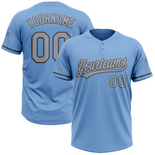 Load image into Gallery viewer, Custom Light Blue Gray-Steel Gray Two-Button Unisex Softball Jersey