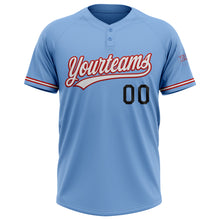 Load image into Gallery viewer, Custom Light Blue Red-Black Two-Button Unisex Softball Jersey