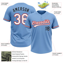 Load image into Gallery viewer, Custom Light Blue Red-Black Two-Button Unisex Softball Jersey