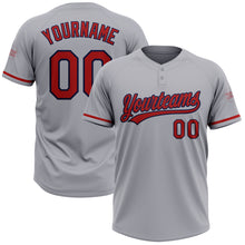 Charger l'image dans la galerie, Custom Gray Red-Navy Two-Button Unisex Softball Jersey