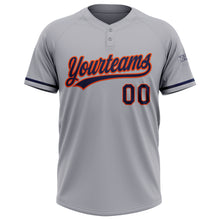 Загрузить изображение в средство просмотра галереи, Custom Gray Navy-Orange Two-Button Unisex Softball Jersey