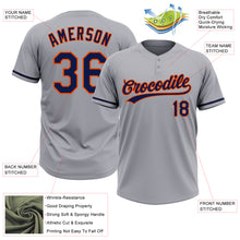 Загрузить изображение в средство просмотра галереи, Custom Gray Navy-Orange Two-Button Unisex Softball Jersey