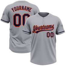 Загрузить изображение в средство просмотра галереи, Custom Gray Navy-Orange Two-Button Unisex Softball Jersey