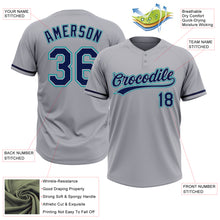 Laden Sie das Bild in den Galerie-Viewer, Custom Gray Navy-Teal Two-Button Unisex Softball Jersey