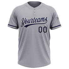 Laden Sie das Bild in den Galerie-Viewer, Custom Gray Navy-White Two-Button Unisex Softball Jersey