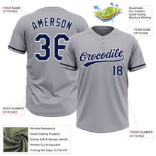 Laden Sie das Bild in den Galerie-Viewer, Custom Gray Navy-White Two-Button Unisex Softball Jersey