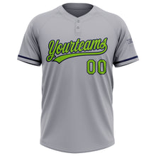 Laden Sie das Bild in den Galerie-Viewer, Custom Gray Neon Green-Navy Two-Button Unisex Softball Jersey