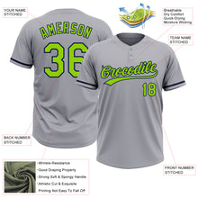 Laden Sie das Bild in den Galerie-Viewer, Custom Gray Neon Green-Navy Two-Button Unisex Softball Jersey