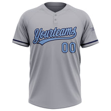 Laden Sie das Bild in den Galerie-Viewer, Custom Gray Light Blue-Navy Two-Button Unisex Softball Jersey
