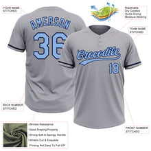 Laden Sie das Bild in den Galerie-Viewer, Custom Gray Light Blue-Navy Two-Button Unisex Softball Jersey