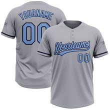 Laden Sie das Bild in den Galerie-Viewer, Custom Gray Light Blue-Navy Two-Button Unisex Softball Jersey
