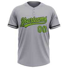 Laden Sie das Bild in den Galerie-Viewer, Custom Gray Neon Green-Black Two-Button Unisex Softball Jersey