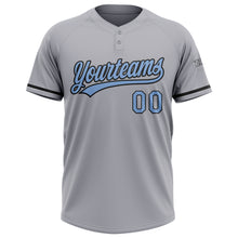 Laden Sie das Bild in den Galerie-Viewer, Custom Gray Light Blue-Black Two-Button Unisex Softball Jersey