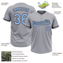 Laden Sie das Bild in den Galerie-Viewer, Custom Gray Light Blue-Black Two-Button Unisex Softball Jersey