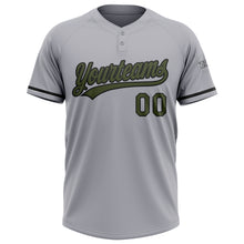 Laden Sie das Bild in den Galerie-Viewer, Custom Gray Olive-Black Two-Button Unisex Softball Jersey
