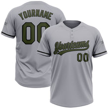 Laden Sie das Bild in den Galerie-Viewer, Custom Gray Olive-Black Two-Button Unisex Softball Jersey