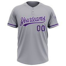 Laden Sie das Bild in den Galerie-Viewer, Custom Gray Purple-White Two-Button Unisex Softball Jersey