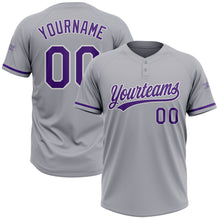 Laden Sie das Bild in den Galerie-Viewer, Custom Gray Purple-White Two-Button Unisex Softball Jersey