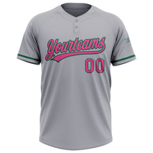 Load image into Gallery viewer, Custom Gray Pink-Kelly Green Two-Button Unisex Softball Jersey