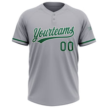Laden Sie das Bild in den Galerie-Viewer, Custom Gray Kelly Green-White Two-Button Unisex Softball Jersey