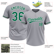 Laden Sie das Bild in den Galerie-Viewer, Custom Gray Kelly Green-White Two-Button Unisex Softball Jersey