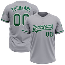 Laden Sie das Bild in den Galerie-Viewer, Custom Gray Kelly Green-White Two-Button Unisex Softball Jersey