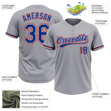Laden Sie das Bild in den Galerie-Viewer, Custom Gray Royal-Red Two-Button Unisex Softball Jersey