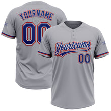 Laden Sie das Bild in den Galerie-Viewer, Custom Gray Royal-Red Two-Button Unisex Softball Jersey