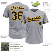 Laden Sie das Bild in den Galerie-Viewer, Custom Gray Brown-Yellow Two-Button Unisex Softball Jersey