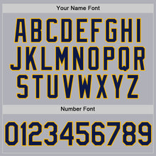 Laden Sie das Bild in den Galerie-Viewer, Custom Gray Navy-Gold Two-Button Unisex Softball Jersey