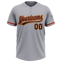 Загрузить изображение в средство просмотра галереи, Custom Gray Black Orange-Old Gold Two-Button Unisex Softball Jersey