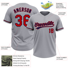 Laden Sie das Bild in den Galerie-Viewer, Custom Gray Red-Navy Two-Button Unisex Softball Jersey