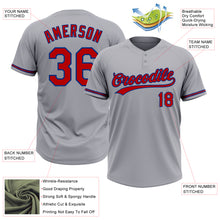 Laden Sie das Bild in den Galerie-Viewer, Custom Gray Red-Royal Two-Button Unisex Softball Jersey