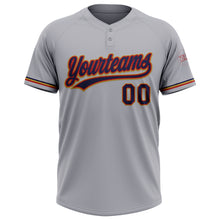 Laden Sie das Bild in den Galerie-Viewer, Custom Gray Navy Red-Old Gold Two-Button Unisex Softball Jersey