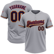 Laden Sie das Bild in den Galerie-Viewer, Custom Gray Navy Red-Old Gold Two-Button Unisex Softball Jersey