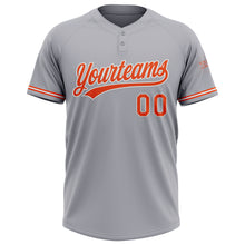 Laden Sie das Bild in den Galerie-Viewer, Custom Gray Orange-White Two-Button Unisex Softball Jersey