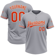 Laden Sie das Bild in den Galerie-Viewer, Custom Gray Orange-White Two-Button Unisex Softball Jersey