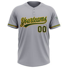 Laden Sie das Bild in den Galerie-Viewer, Custom Gray Green-Gold Two-Button Unisex Softball Jersey