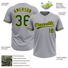 Laden Sie das Bild in den Galerie-Viewer, Custom Gray Green-Gold Two-Button Unisex Softball Jersey
