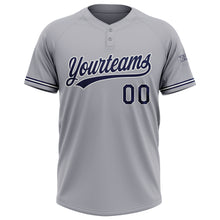Laden Sie das Bild in den Galerie-Viewer, Custom Gray Navy-White Two-Button Unisex Softball Jersey