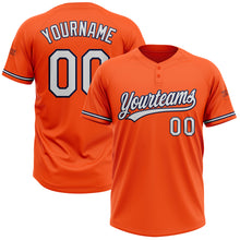 Загрузить изображение в средство просмотра галереи, Custom Orange White-Navy Two-Button Unisex Softball Jersey