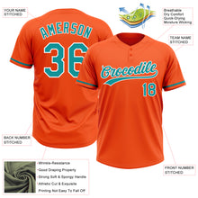 Загрузить изображение в средство просмотра галереи, Custom Orange Teal-White Two-Button Unisex Softball Jersey