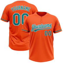 Загрузить изображение в средство просмотра галереи, Custom Orange Teal-White Two-Button Unisex Softball Jersey