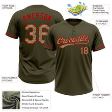 Load image into Gallery viewer, Custom Olive Camo-Red Salute To Service Two-Button Unisex Softball Jersey