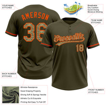 Load image into Gallery viewer, Custom Olive Camo-Orange Salute To Service Two-Button Unisex Softball Jersey
