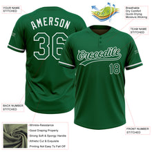 Загрузить изображение в средство просмотра галереи, Custom Kelly Green White Two-Button Unisex Softball Jersey